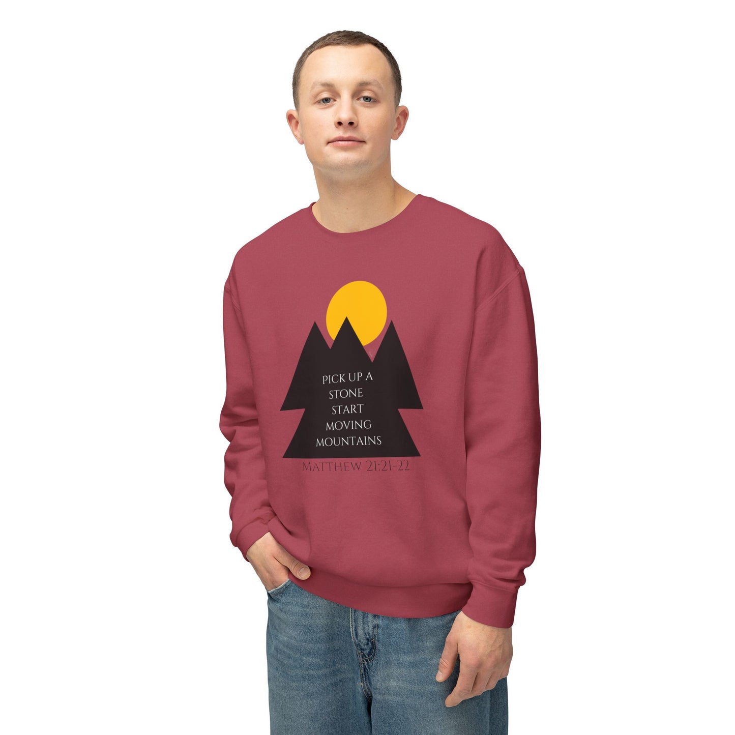 Unisex Lightweight Crewneck Sweatshirt/ Matthew 21:21-22/Mountains