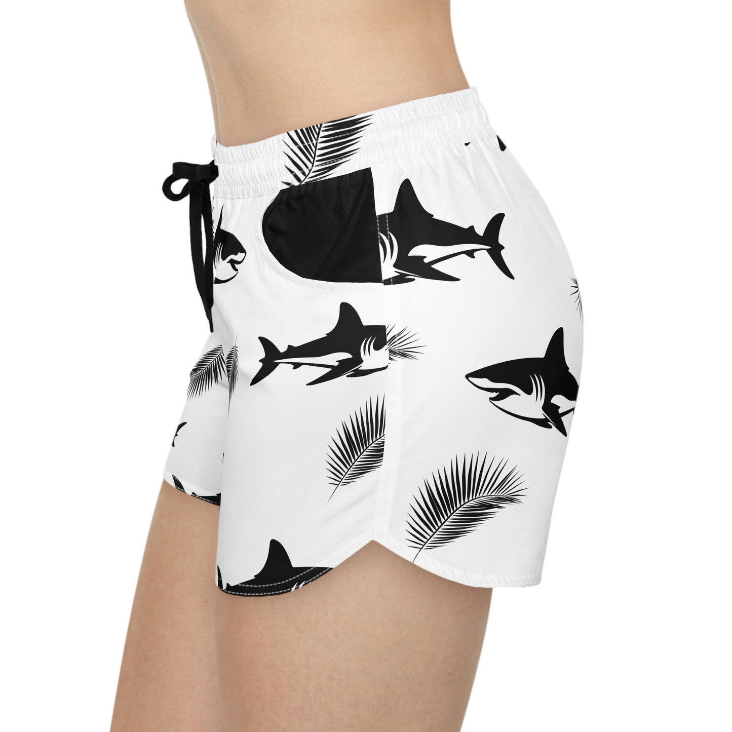 Women's Casual Shorts (AOP)/Sharks/Black