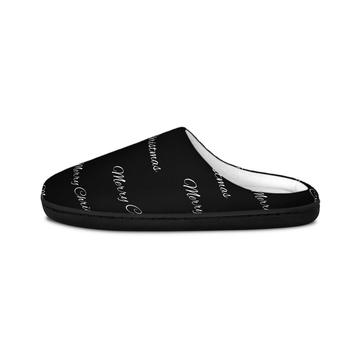 Women's Indoor Slippers/ Black/White/ Merry Christmas