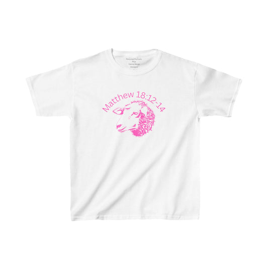 Kids Heavy Cotton™ Tee/Matthew 18:12-14/Pink