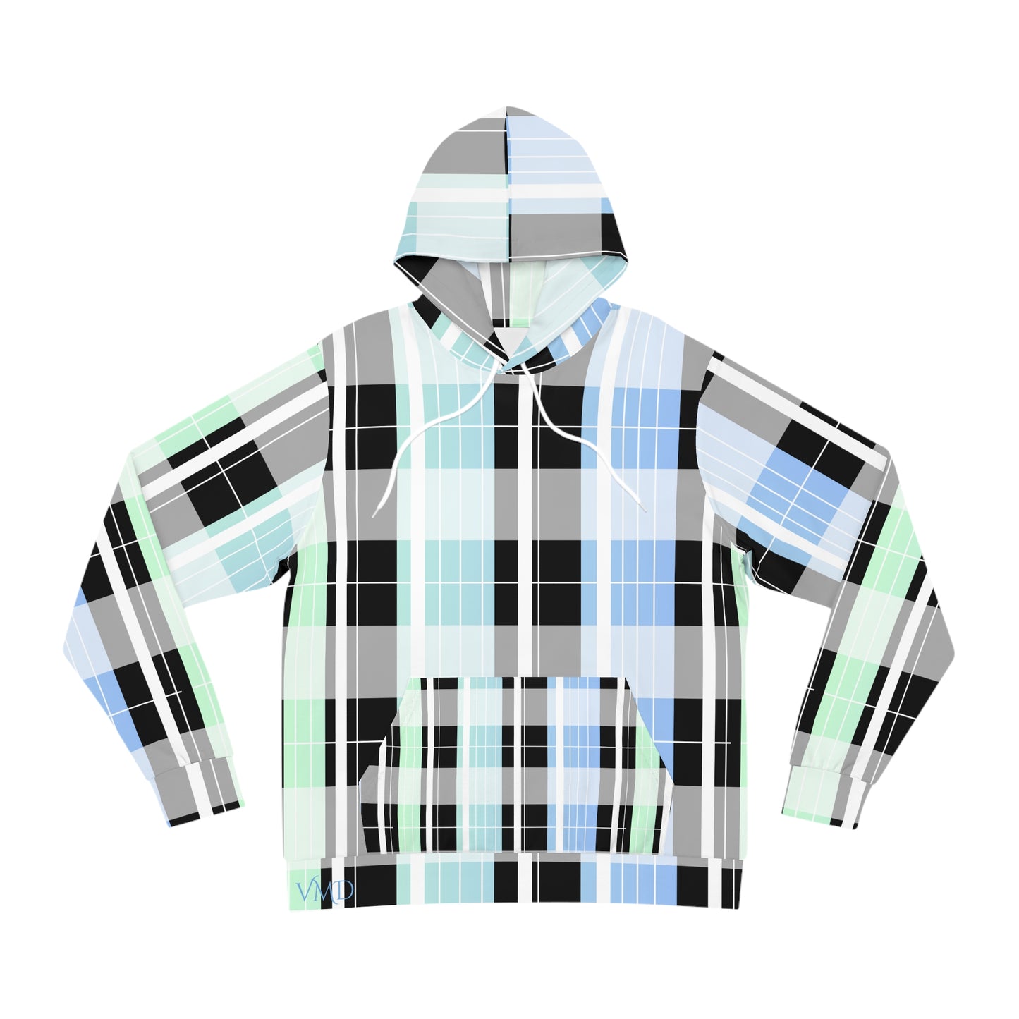 unisex Hoodie (AOP)/ Pastel Plaid/Gradient Green/Blue