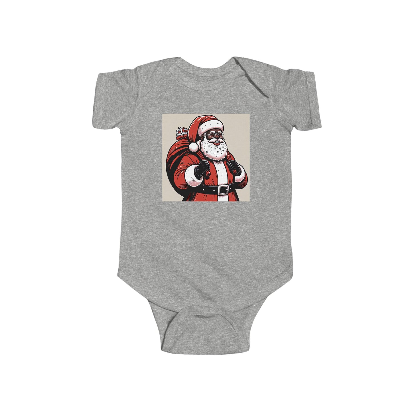 Infant Fine Jersey Bodysuit/African American Santa Claus/ Holiday