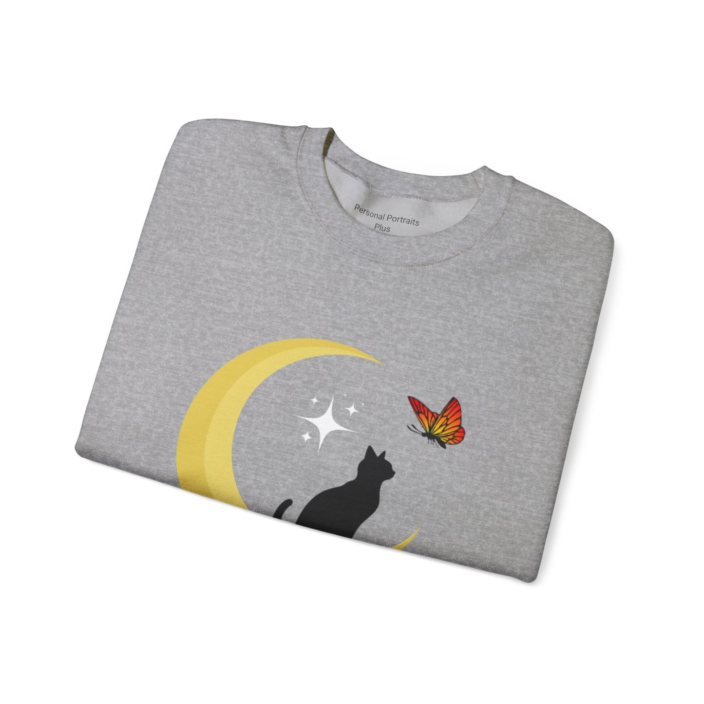 Woman's Heavy Blend™ Crewneck Sweatshirt/ Cat on the moon/White Star/Fall