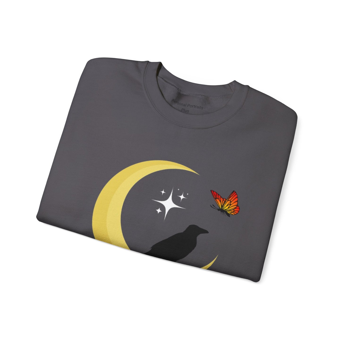 Woman's Heavy Blend™ Crewneck Sweatshirt/ Crow on the moon/White star/Fall