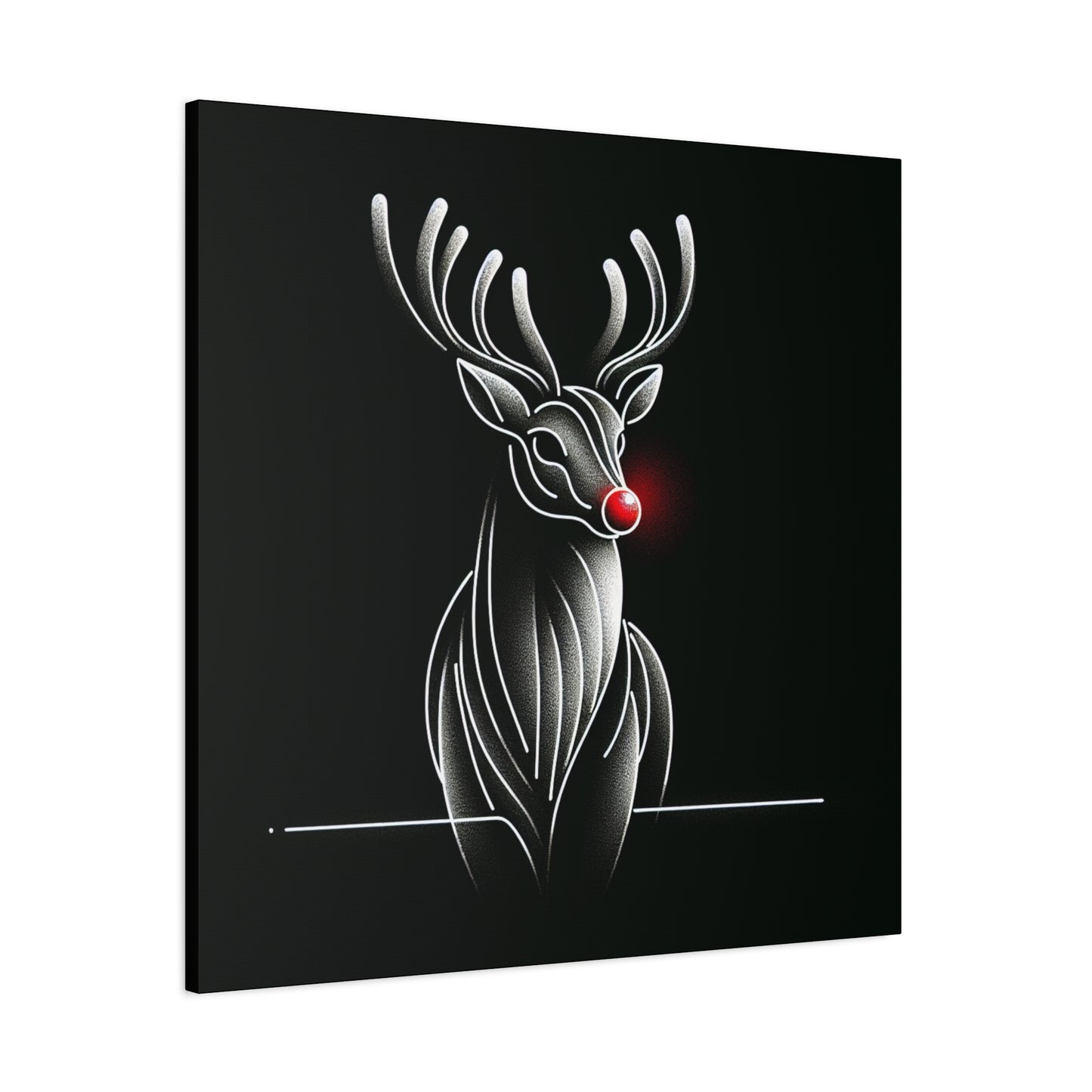 Matte Canvas, Stretched, 1.25"/ Rudolph/ Line Art/ Black/BG