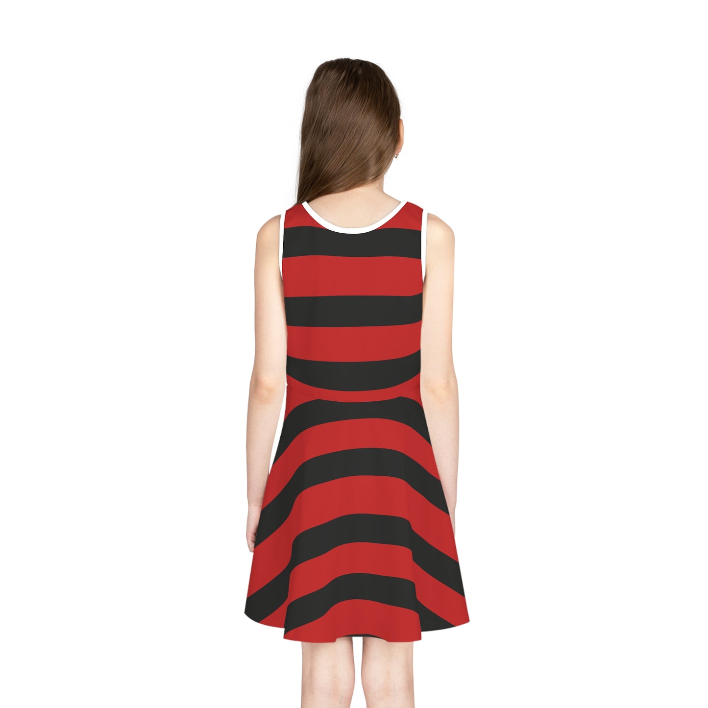 Girls' Sleeveless Sundress (AOP)/ Reindeer Black/Red Striped