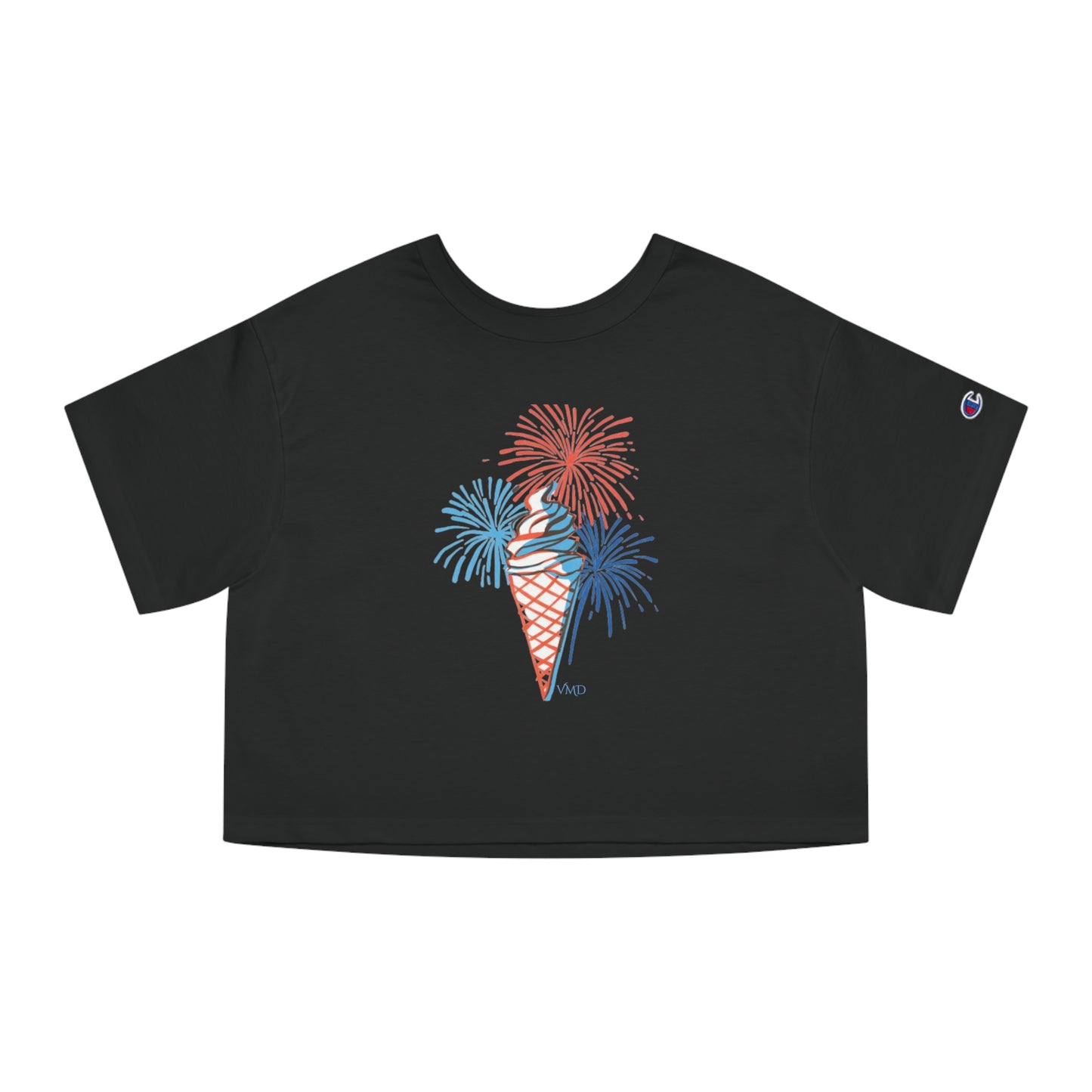 Champion Women's Cropped T-Shirt/4th of July/Fireworks/Ice Cream