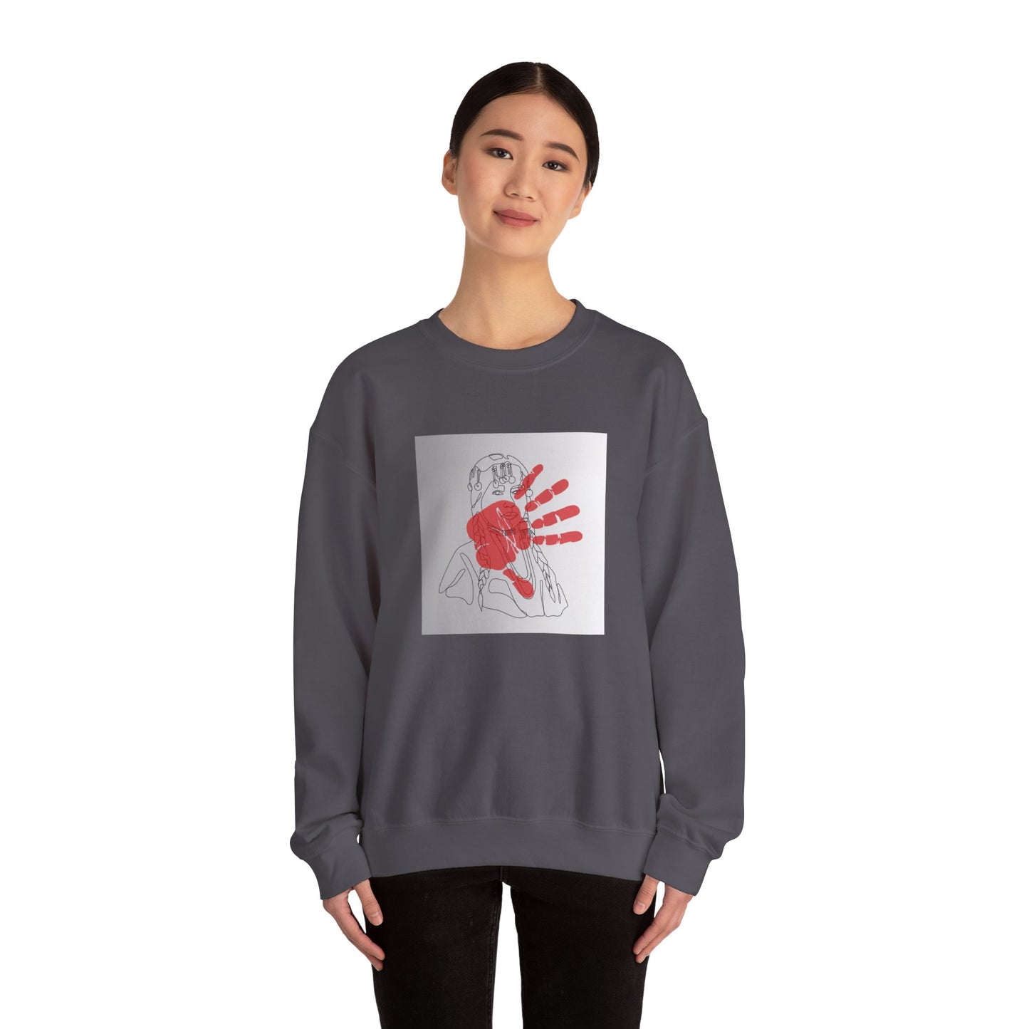 Unisex Heavy Blend™ Crewneck Sweatshirt/Native American/Hand Print/ Spreading Awareness for Indigenous Women