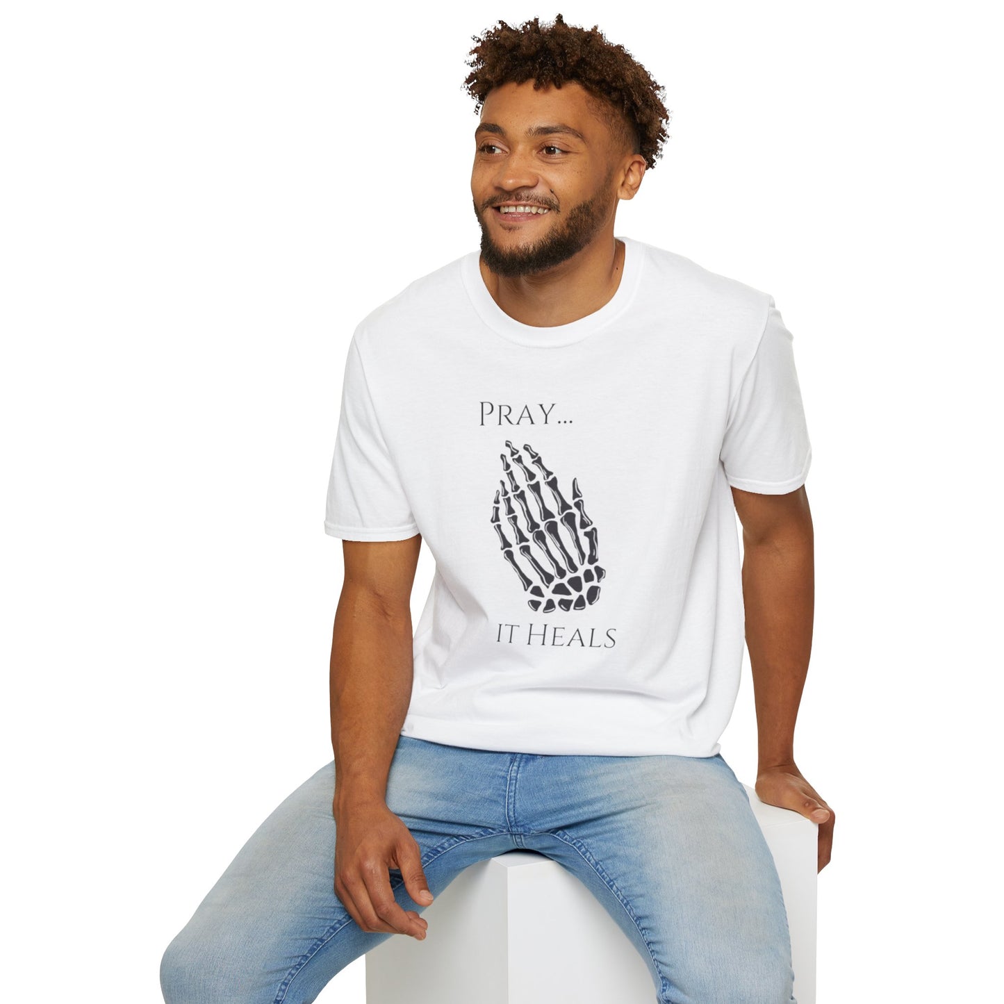 Unisex Softstyle T-Shirt/ Pray It heals/ Skeleton Hands