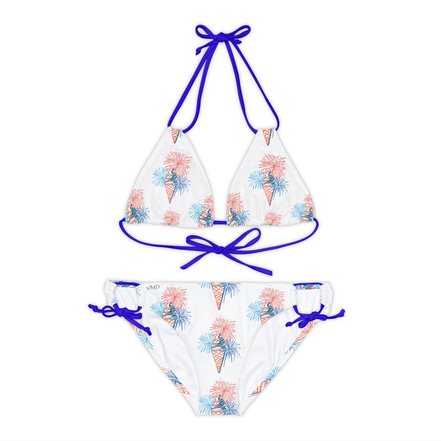 Strappy Bikini Set (AOP)/Ice Cream Cone/Fireworks/R/W/B