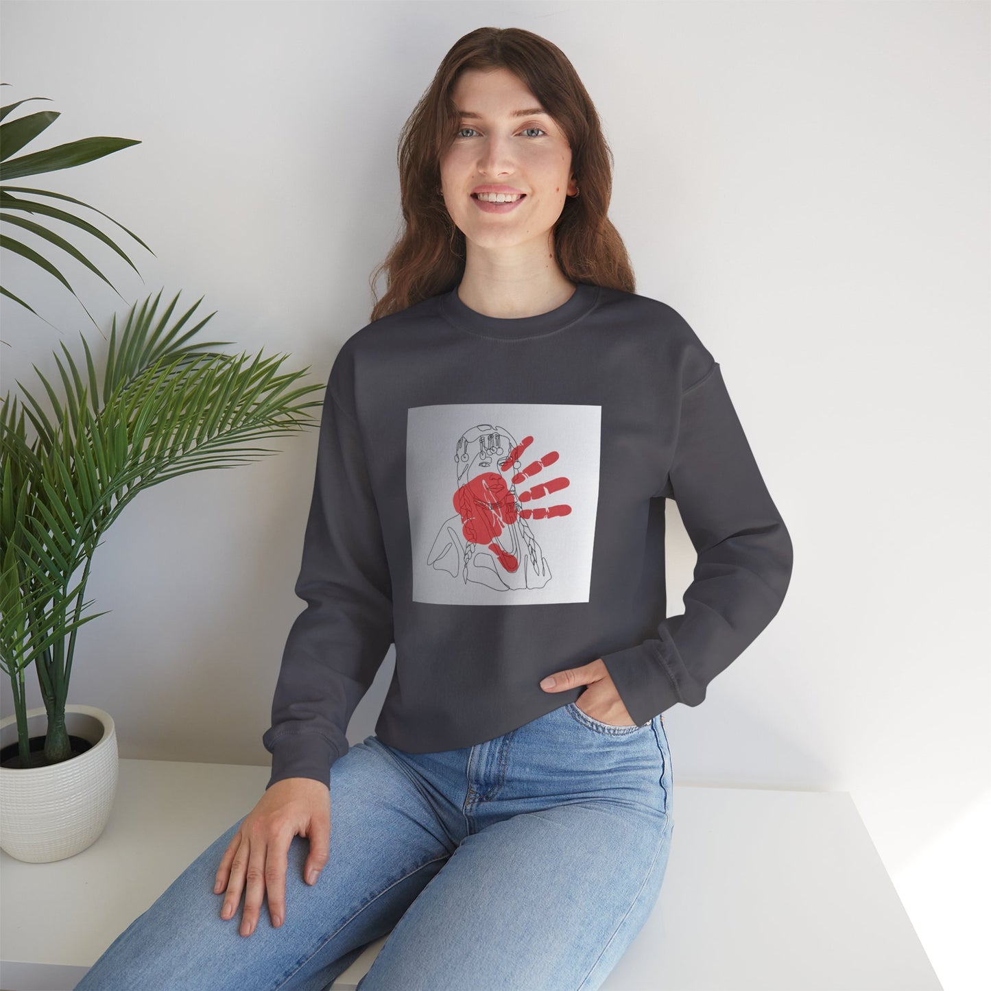 Unisex Heavy Blend™ Crewneck Sweatshirt/Native American/Hand Print/ Spreading Awareness for Indigenous Women