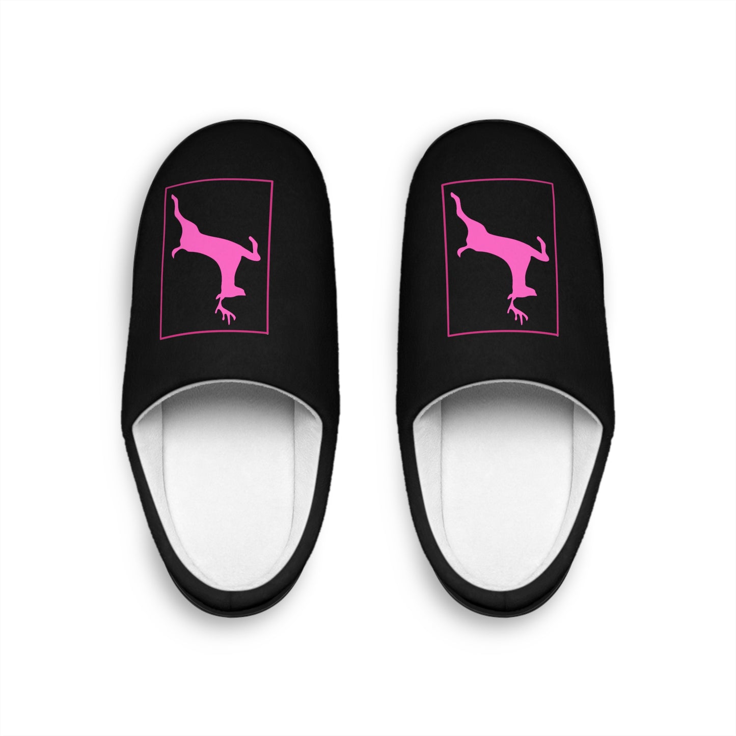 Women's Indoor Slippers/Black/Holiday/ReindeerPink/Pink Border