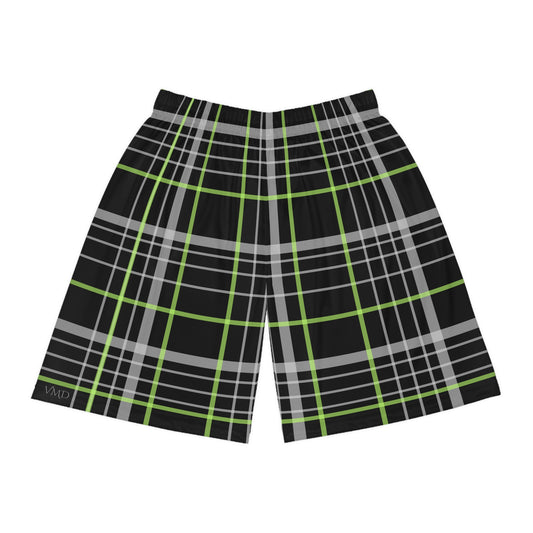 Basketball Shorts (AOP)/Black and Green Plaid