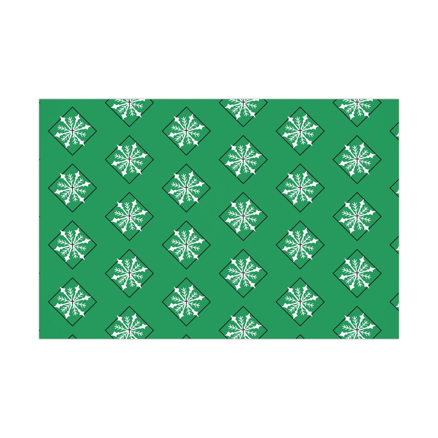 Holiday Gift Wrap Papers/White Snowflake/ Green