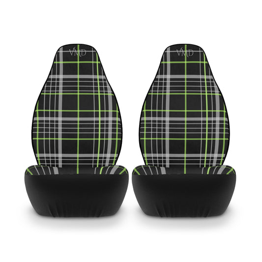 Polyester Car Seat Covers/Black and Green Plaid