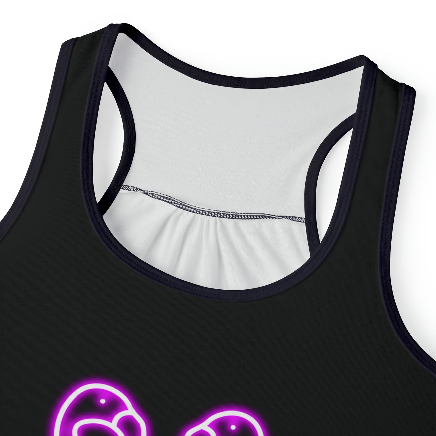 Women's Tank Top (AOP)/Black or white seams/Neon Pink Flamingos