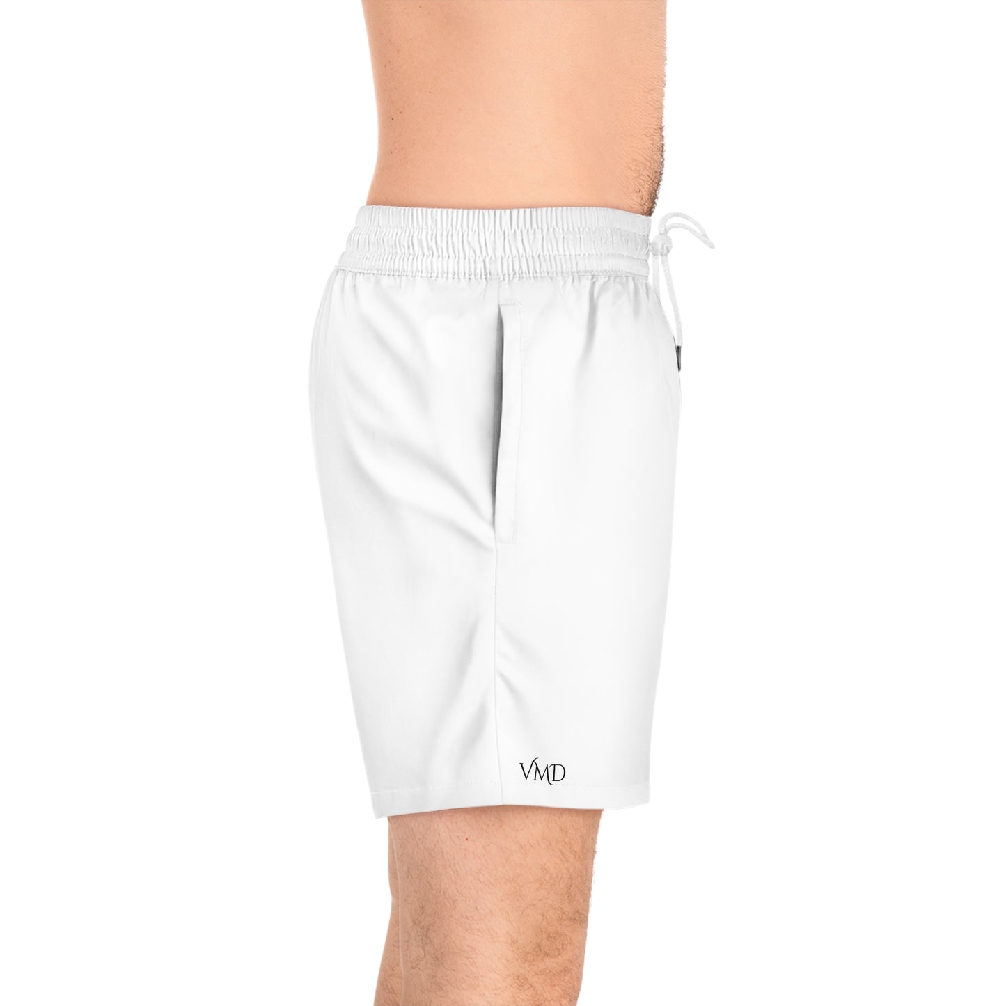 Men's Mid-Length Swim Shorts (AOP)/2 Palm Trees/Black/White