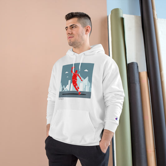 Mens Champion Hoodie/Basketball Print/Red/Grey