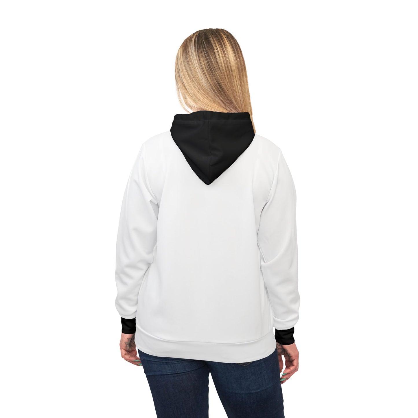 Woman's Athletic Hoodie (AOP)/ Witch on a Broom/Black