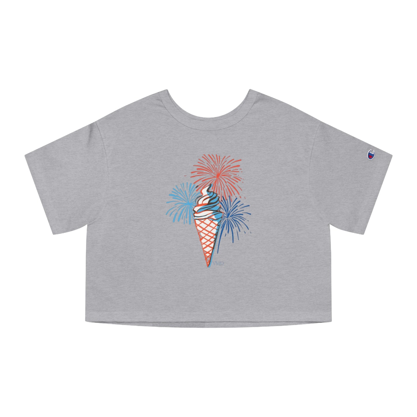 Champion Women's Cropped T-Shirt/4th of July/Fireworks/Ice Cream