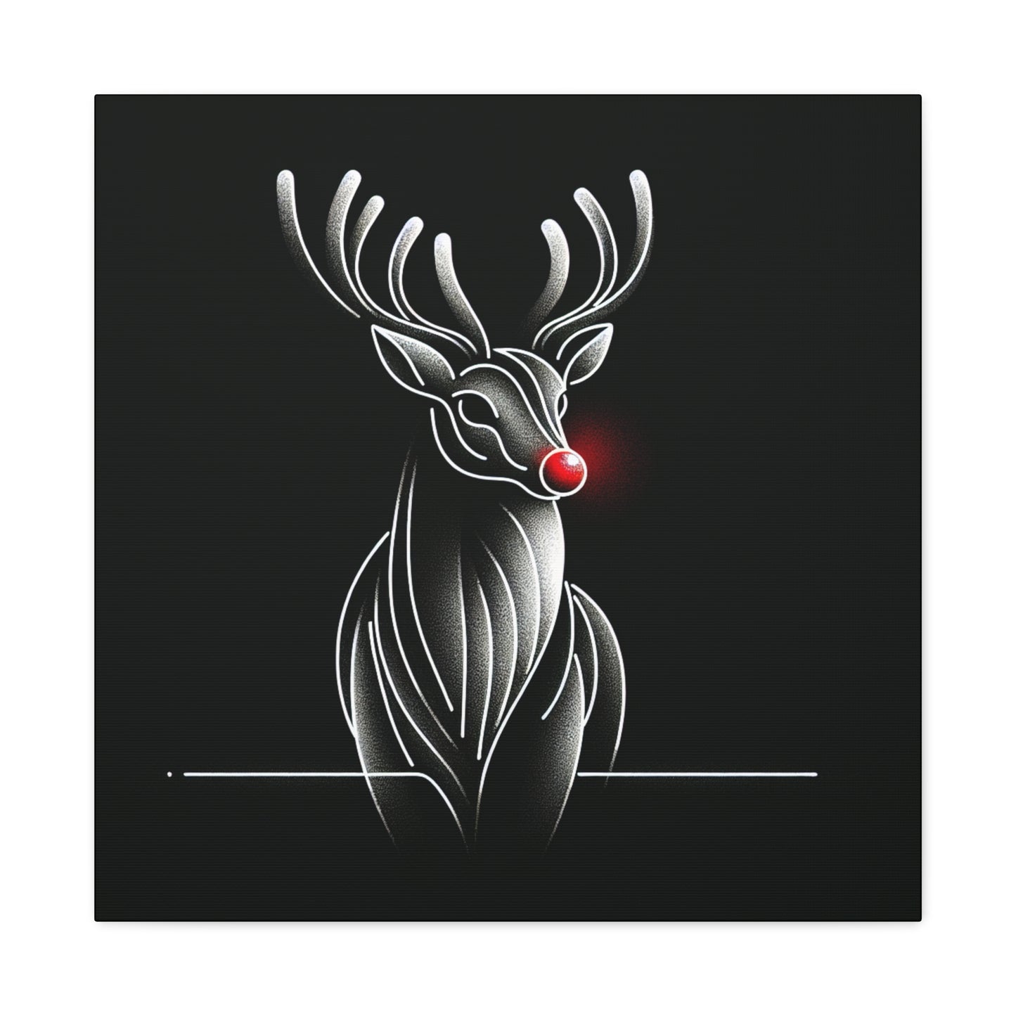 Matte Canvas, Stretched, 1.25"/ Rudolph/ Line Art/ Black/BG