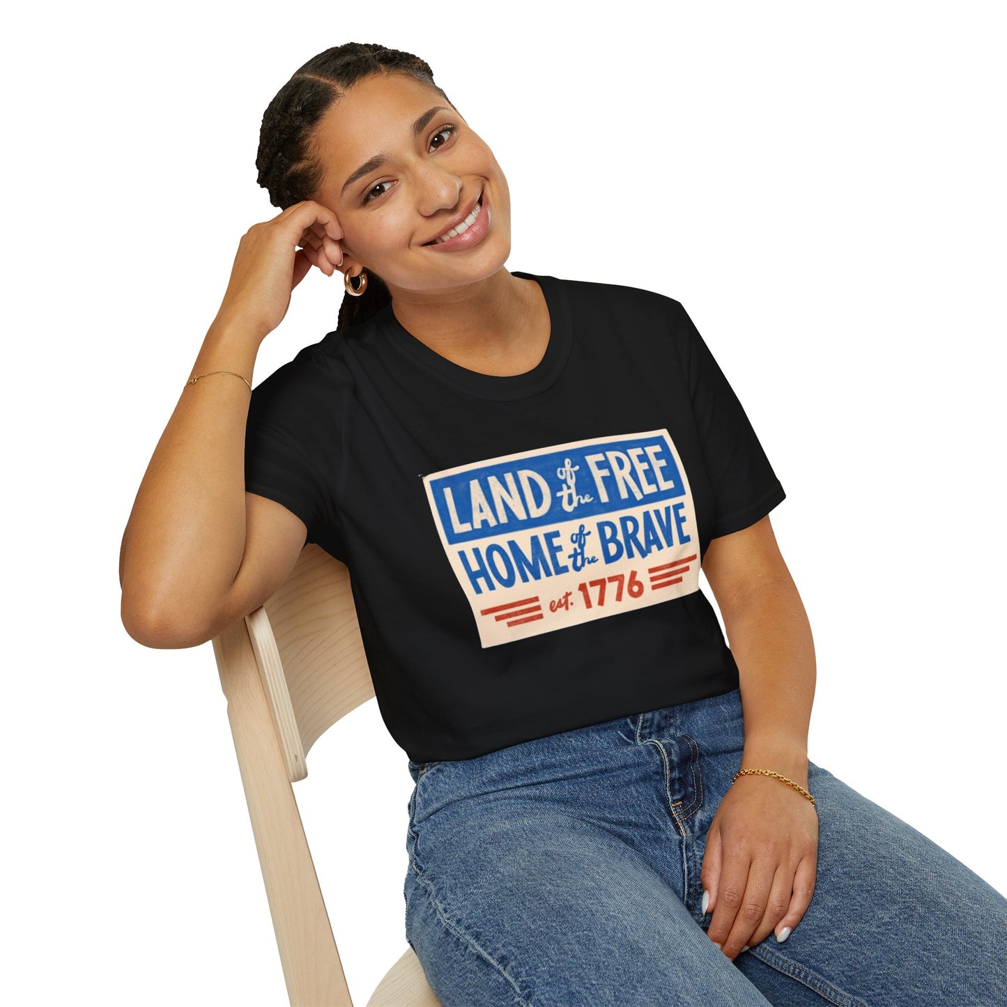 Unisex Softstyle T-Shirt/4th of July/Land of the Free Home of the Brave