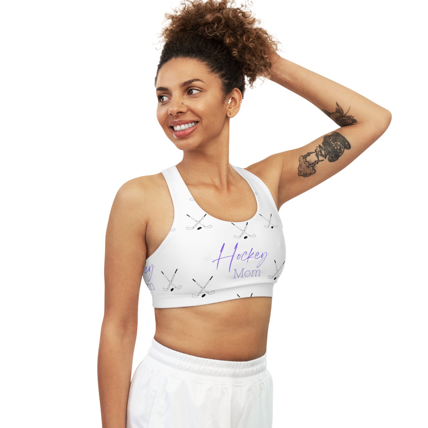 Seamless Sports Bra (AOP)/Hockey Mom