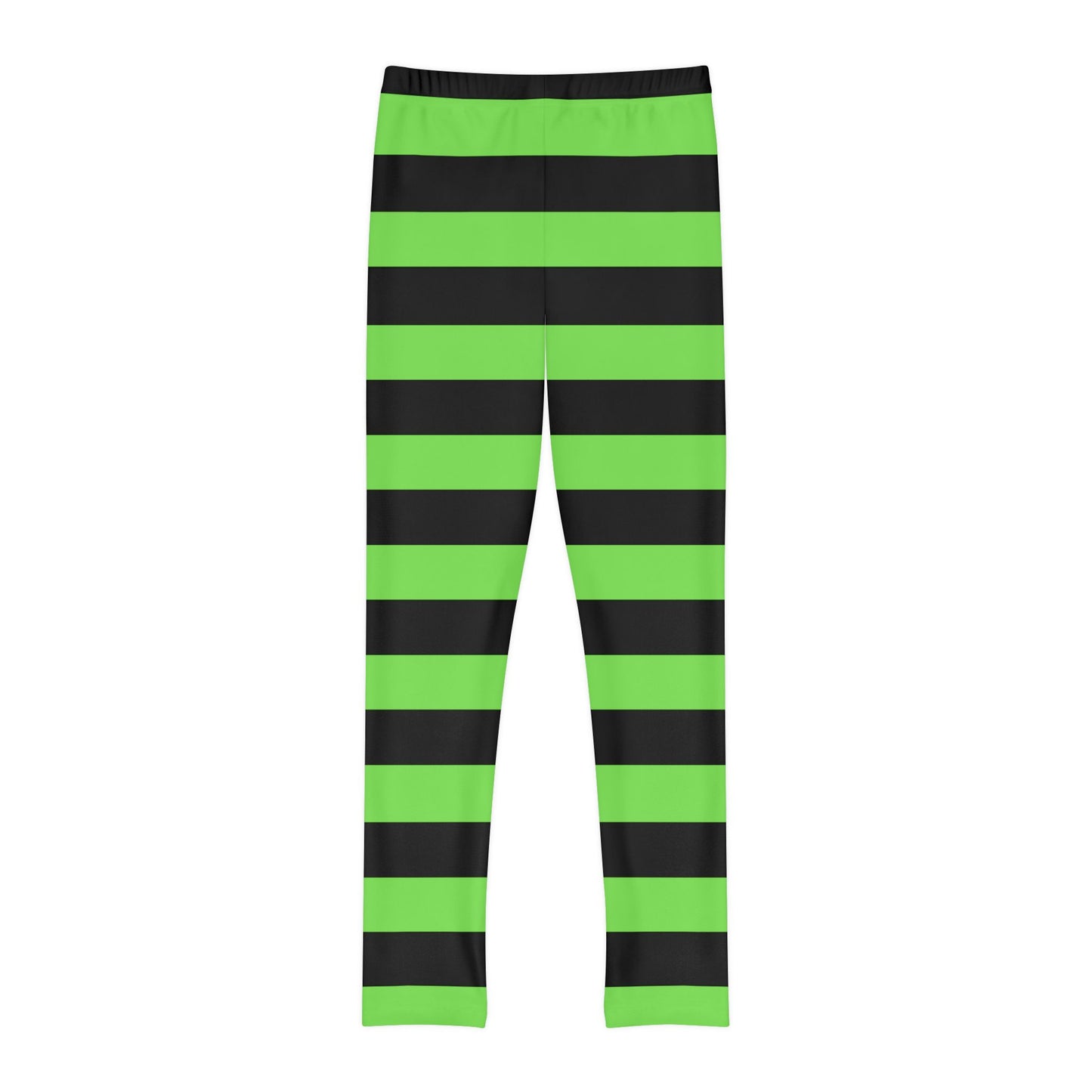 Youth Full-Length Leggings (AOP)/Witch Stripes/Green