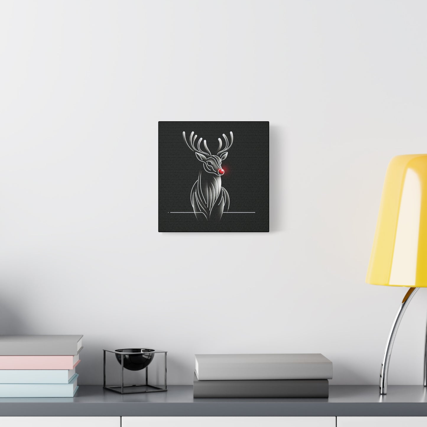 Matte Canvas, Stretched, 1.25"/ Rudolph/ Line Art/ Black/BG