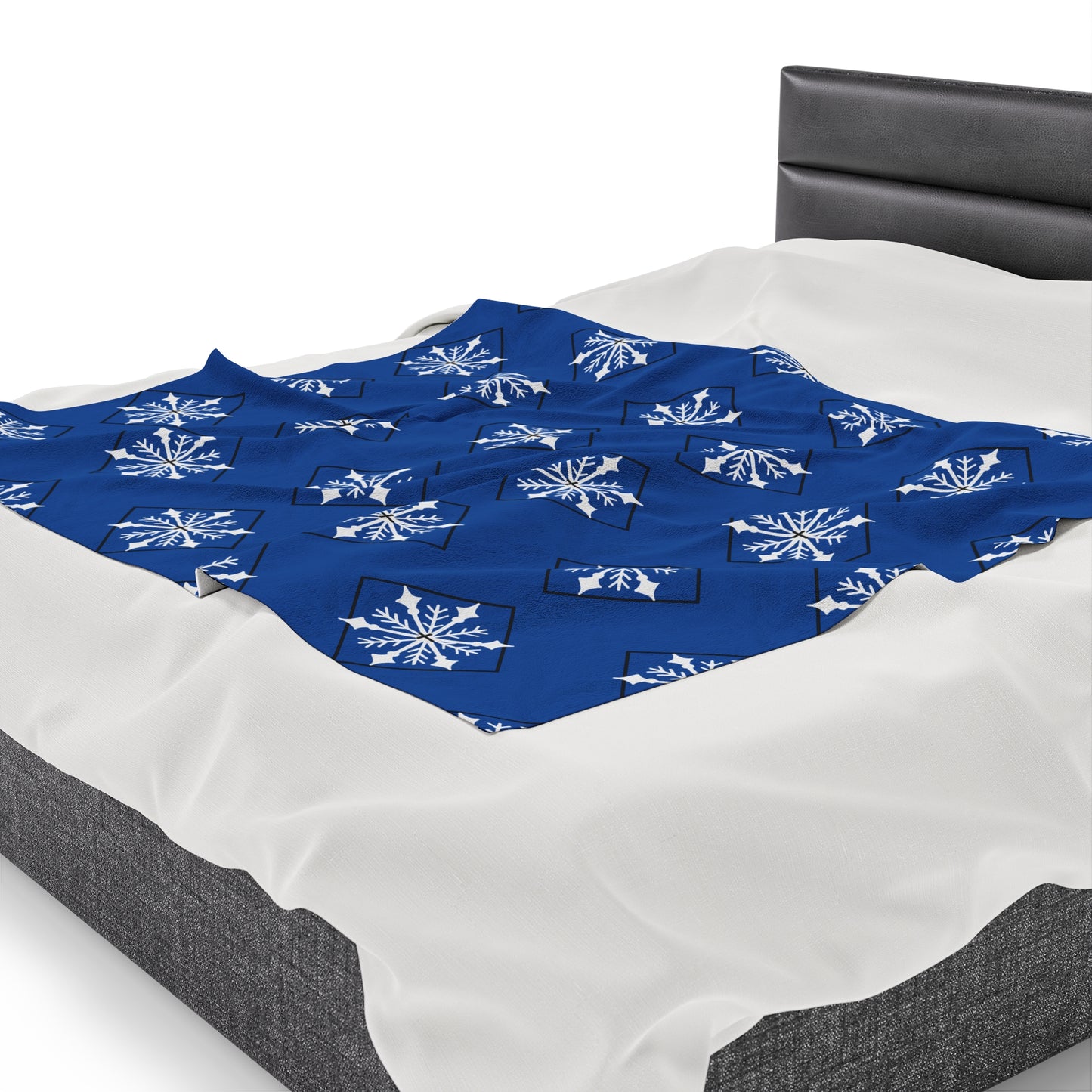 Velveteen Plush Blanket/Holiday/Snowflake/Blue