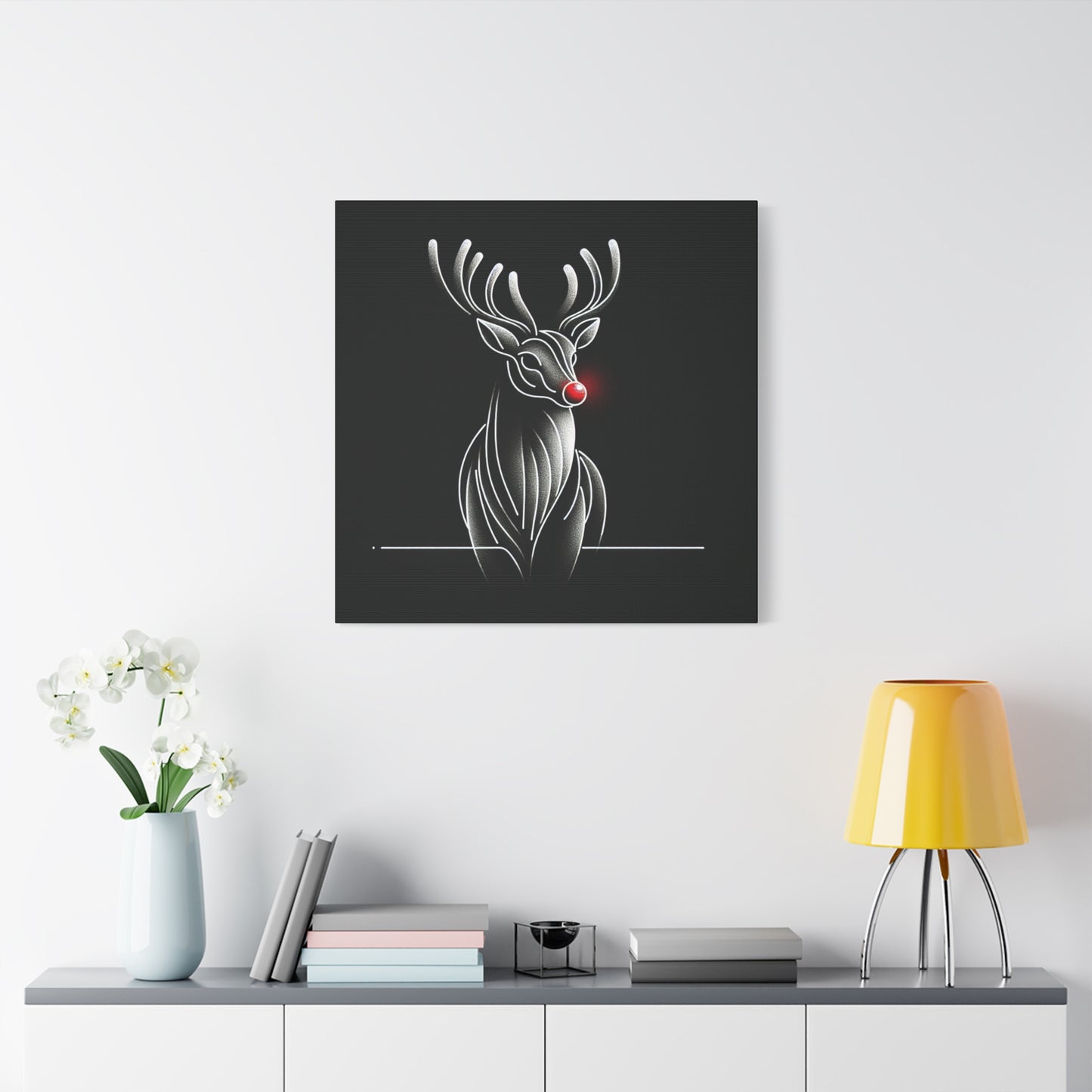 Matte Canvas, Stretched, 1.25"/ Rudolph/ Line Art/ Black/BG