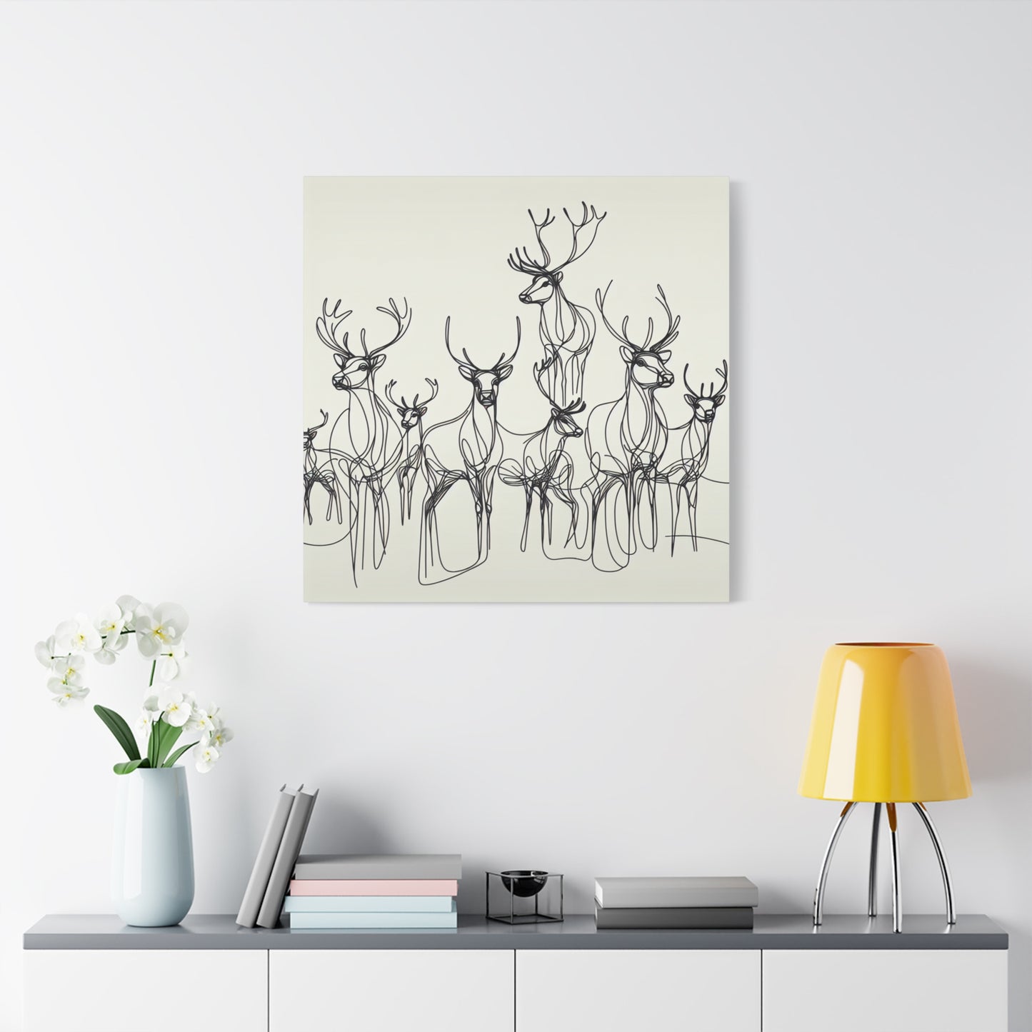 Matte Canvas, Stretched, 1.25"/Reindeer/Line art