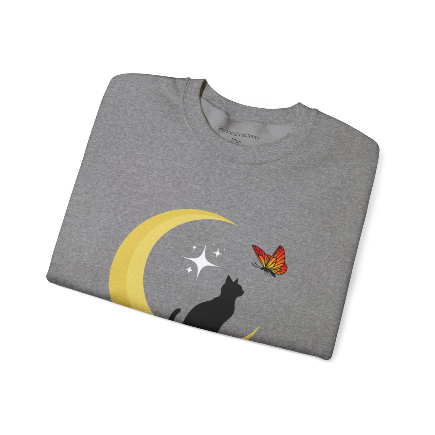 Woman's Heavy Blend™ Crewneck Sweatshirt/ Cat on the moon/White Star/Fall