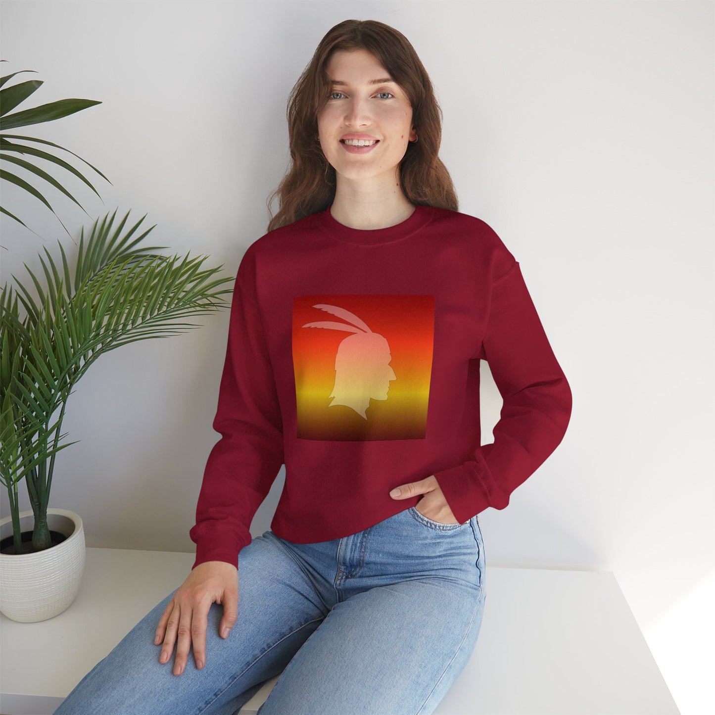 Unisex Heavy Blend™ Crewneck Sweatshirt/Native American/Fall Gradient