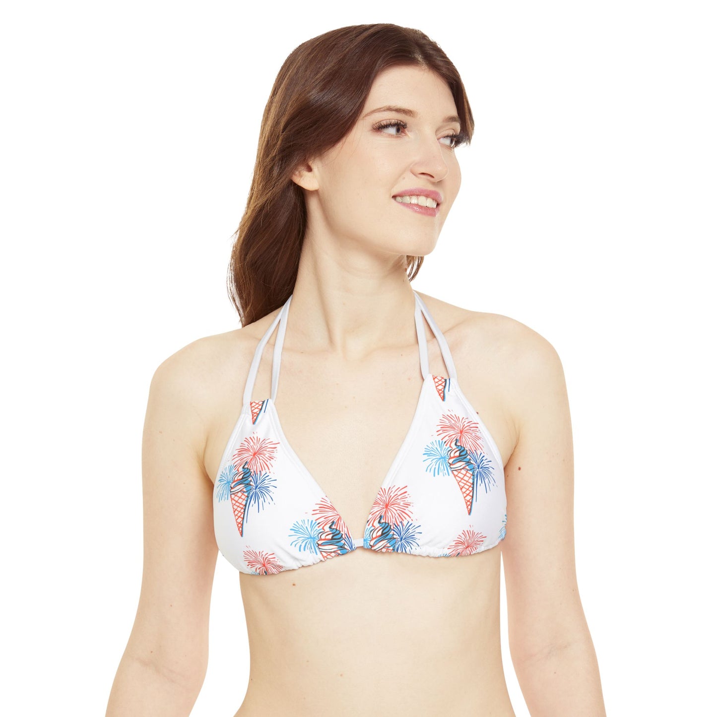 Strappy Bikini Set (AOP)/Ice Cream Cone/Fireworks/R/W/B