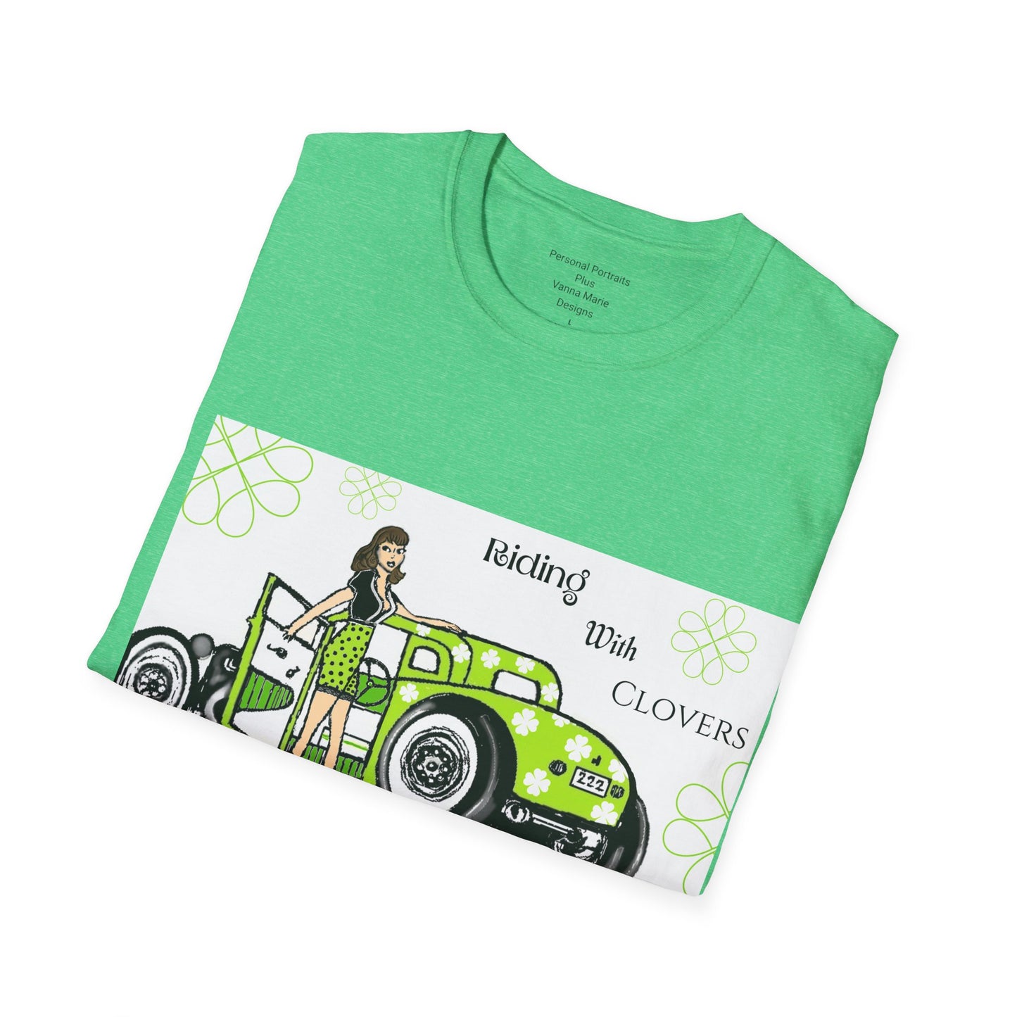 Unisex Softstyle T-Shirt/Riding with Clovers/brunnett