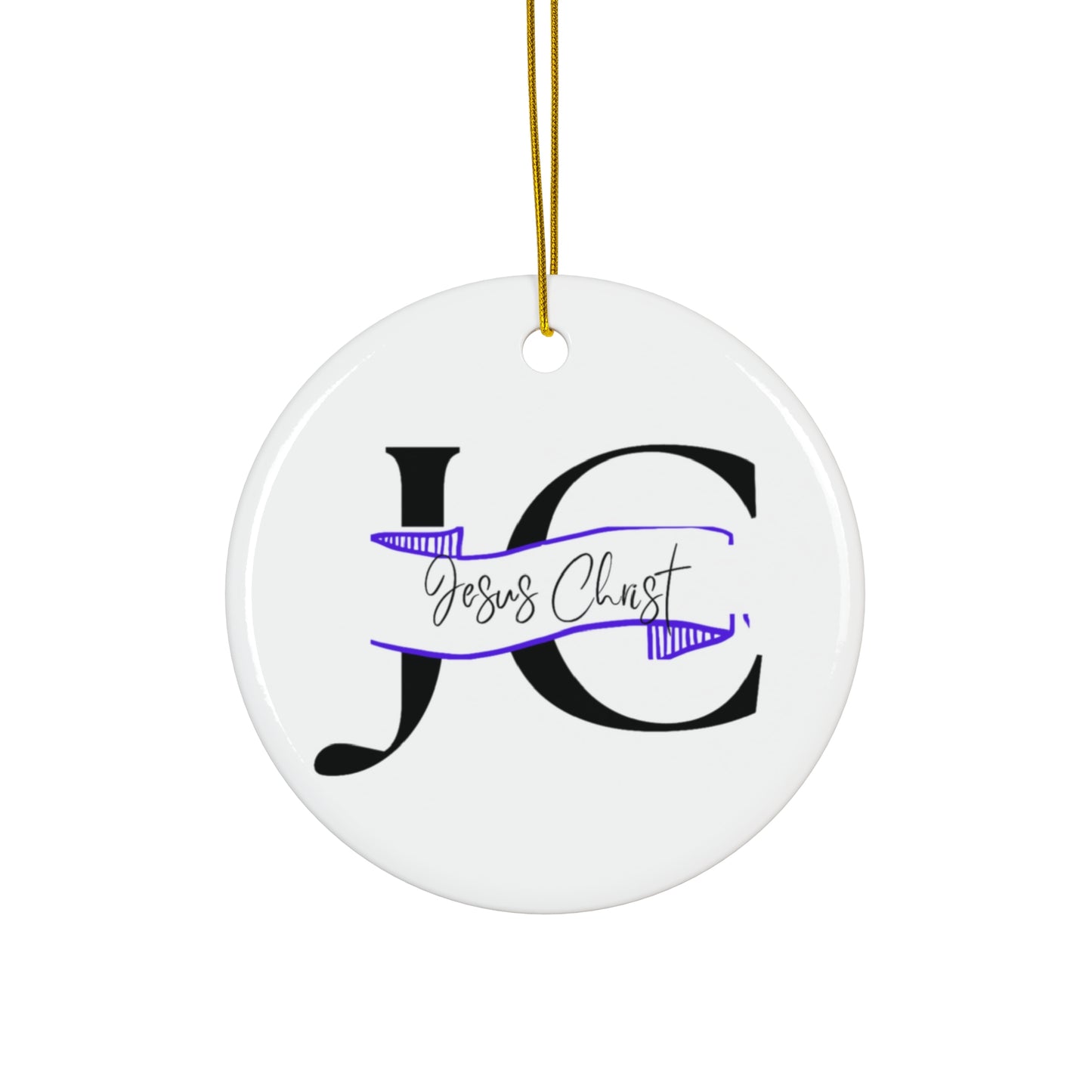 Ceramic Ornament, 4 Shapes JC/Jesus Christ/Purple