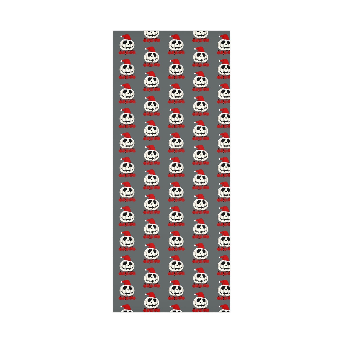 Holiday Gift Wrap Papers/White Jack O Lantern Red Santa Hat/Red Roses/Dark Gray