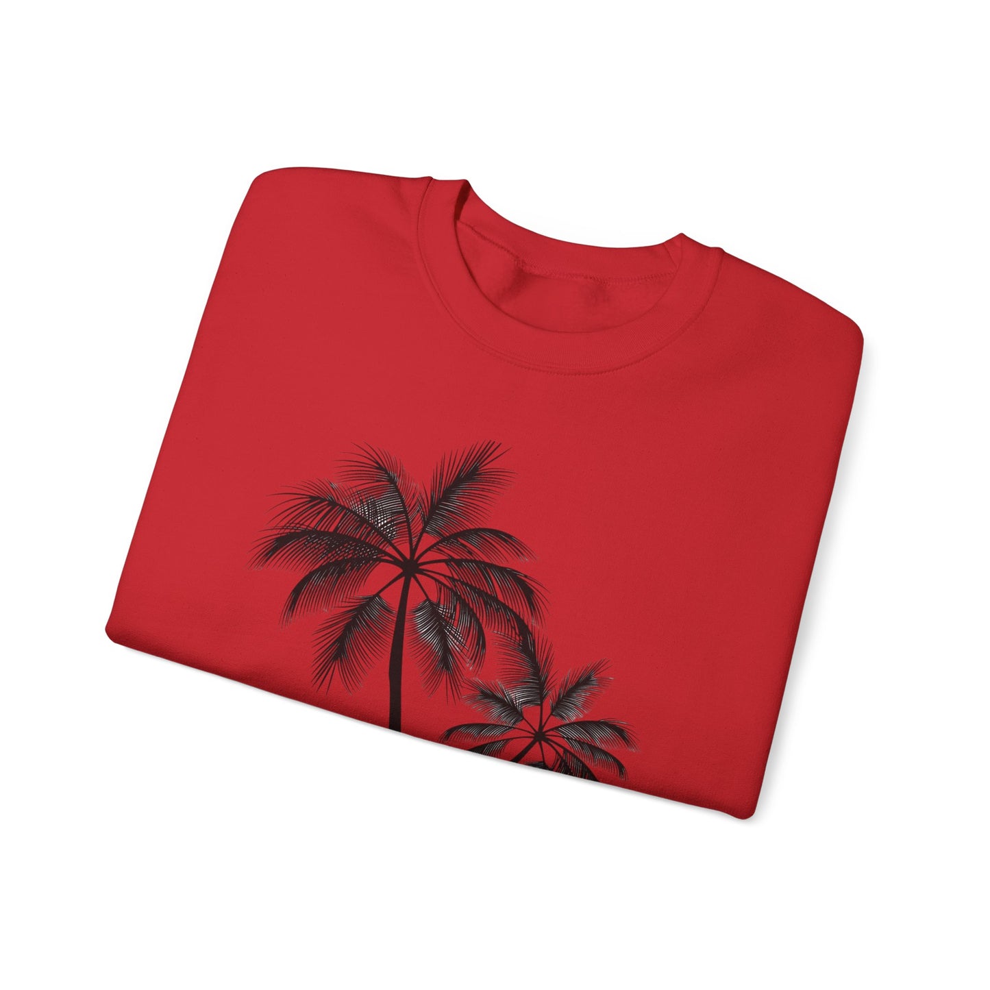 Womans Heavy Blend™ Crewneck Sweatshirt/2 Palm Trees/Black/White