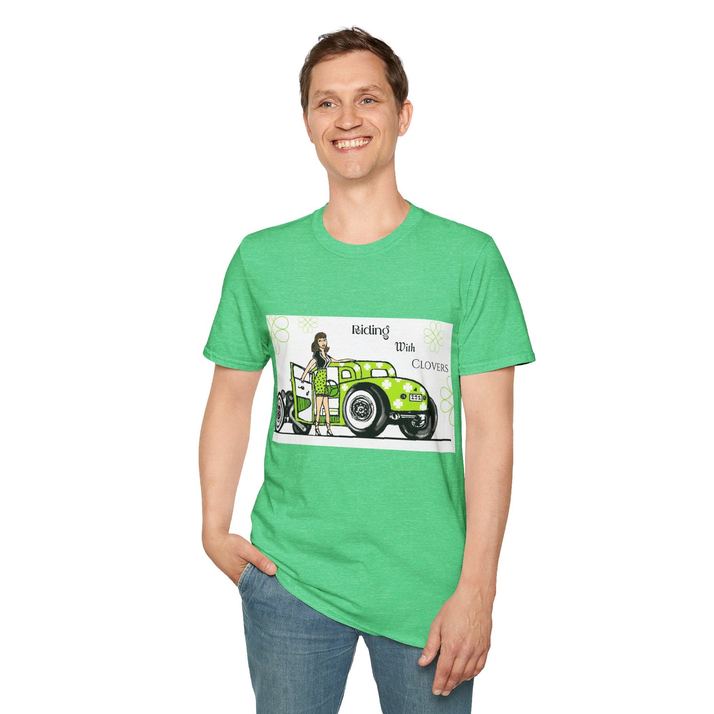 Unisex Softstyle T-Shirt/Riding with Clovers/brunnett