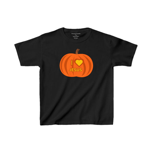 Kids Heavy Cotton™ Tee/ I love Jesus Carved Pumpkin