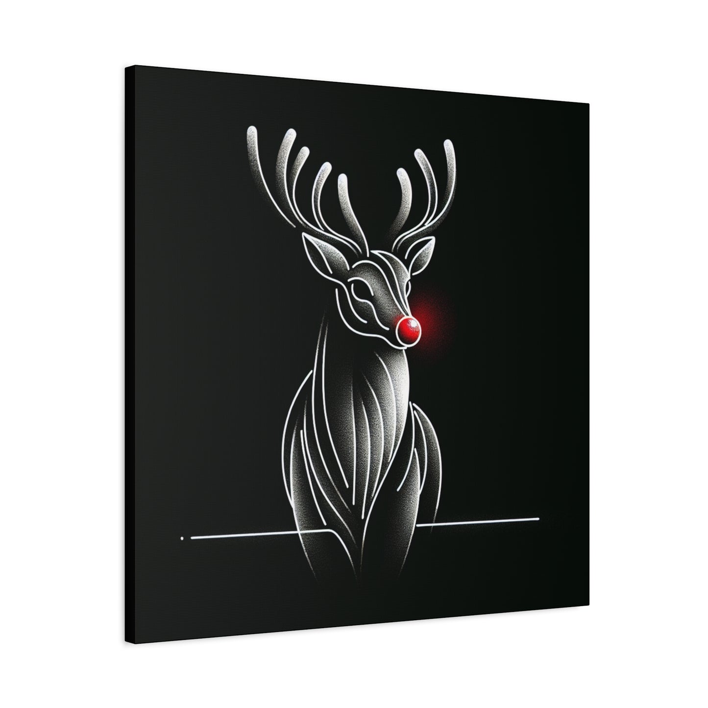 Matte Canvas, Stretched, 1.25"/ Rudolph/ Line Art/ Black/BG