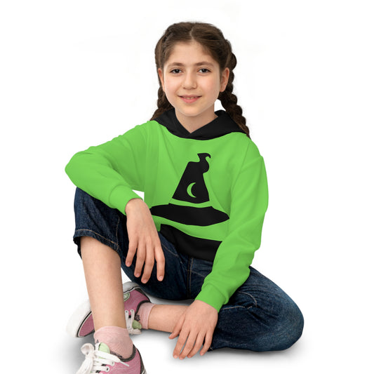 Girls Children's Hoodie (AOP)/Witch Stripes/Green