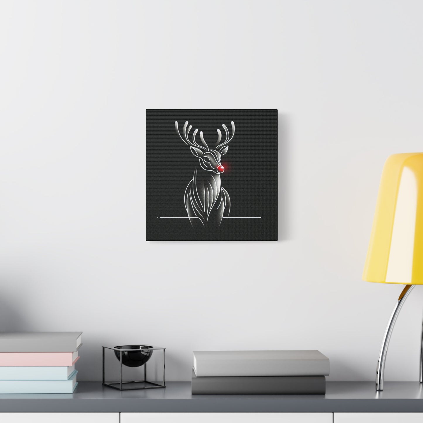 Matte Canvas, Stretched, 1.25"/ Rudolph/ Line Art/ Black/BG