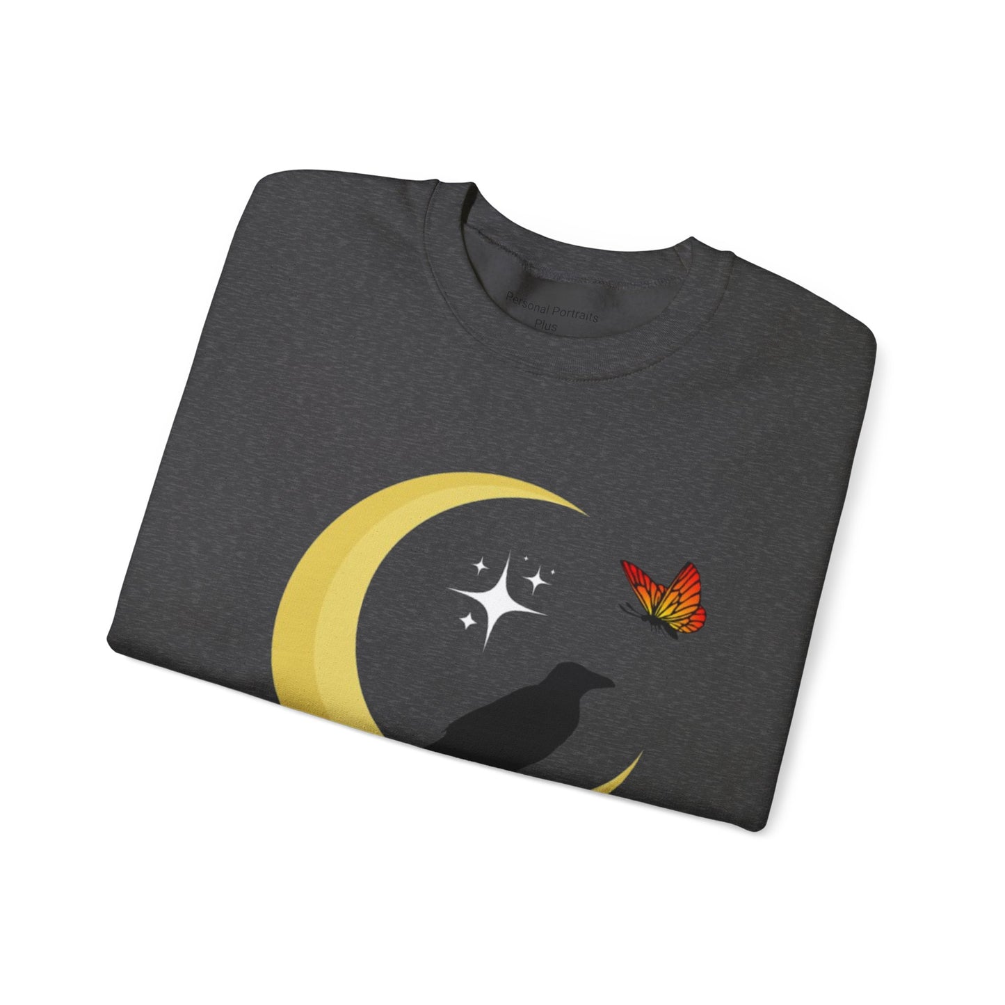 Woman's Heavy Blend™ Crewneck Sweatshirt/ Crow on the moon/White star/Fall