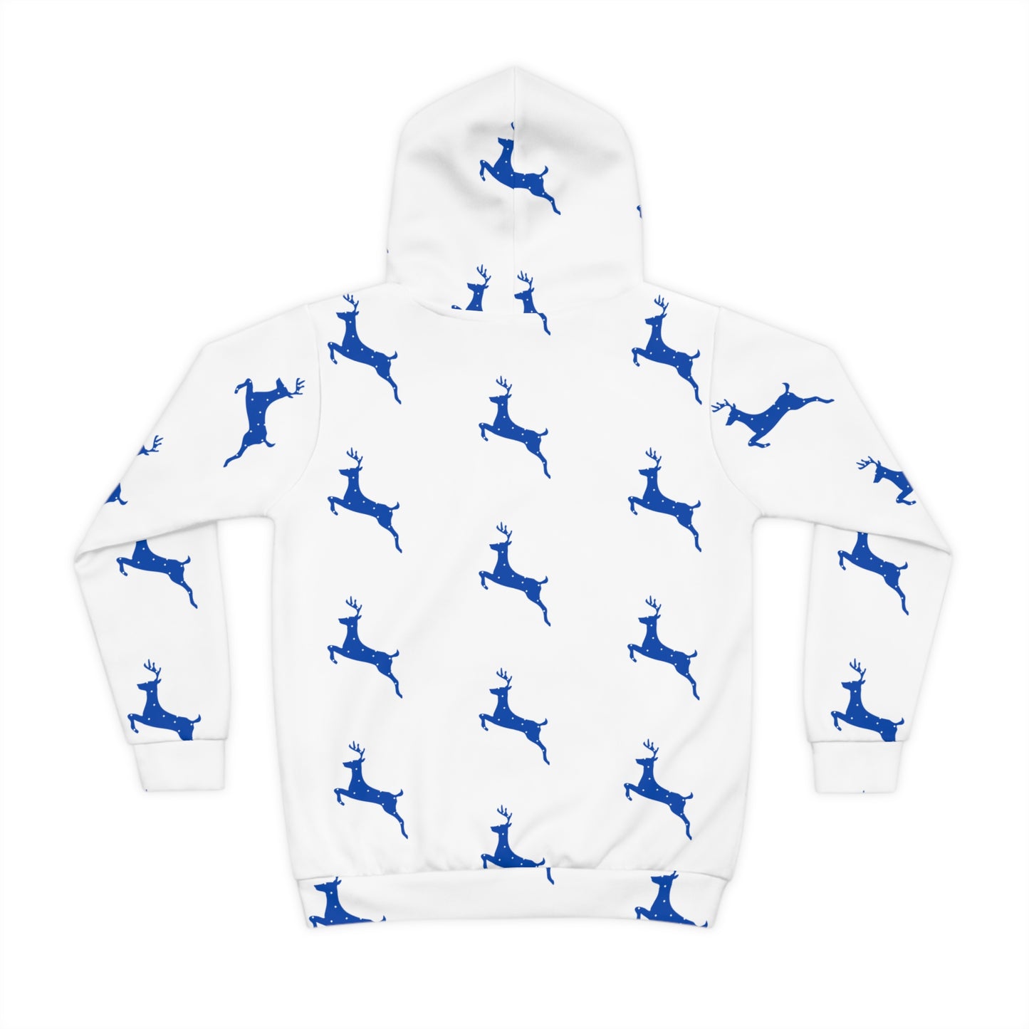 Children's Hoodie (AOP/Blue Poke a Dot Reindeer/White BG