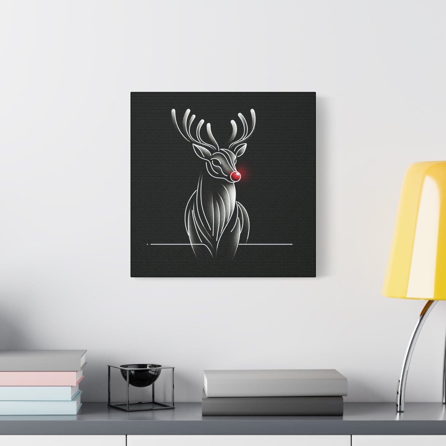 Matte Canvas, Stretched, 1.25"/ Rudolph/ Line Art/ Black/BG