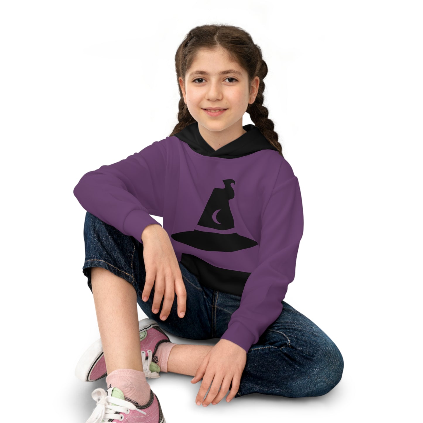 Girls Children's Hoodie (AOP)/Witch Hat/Purple