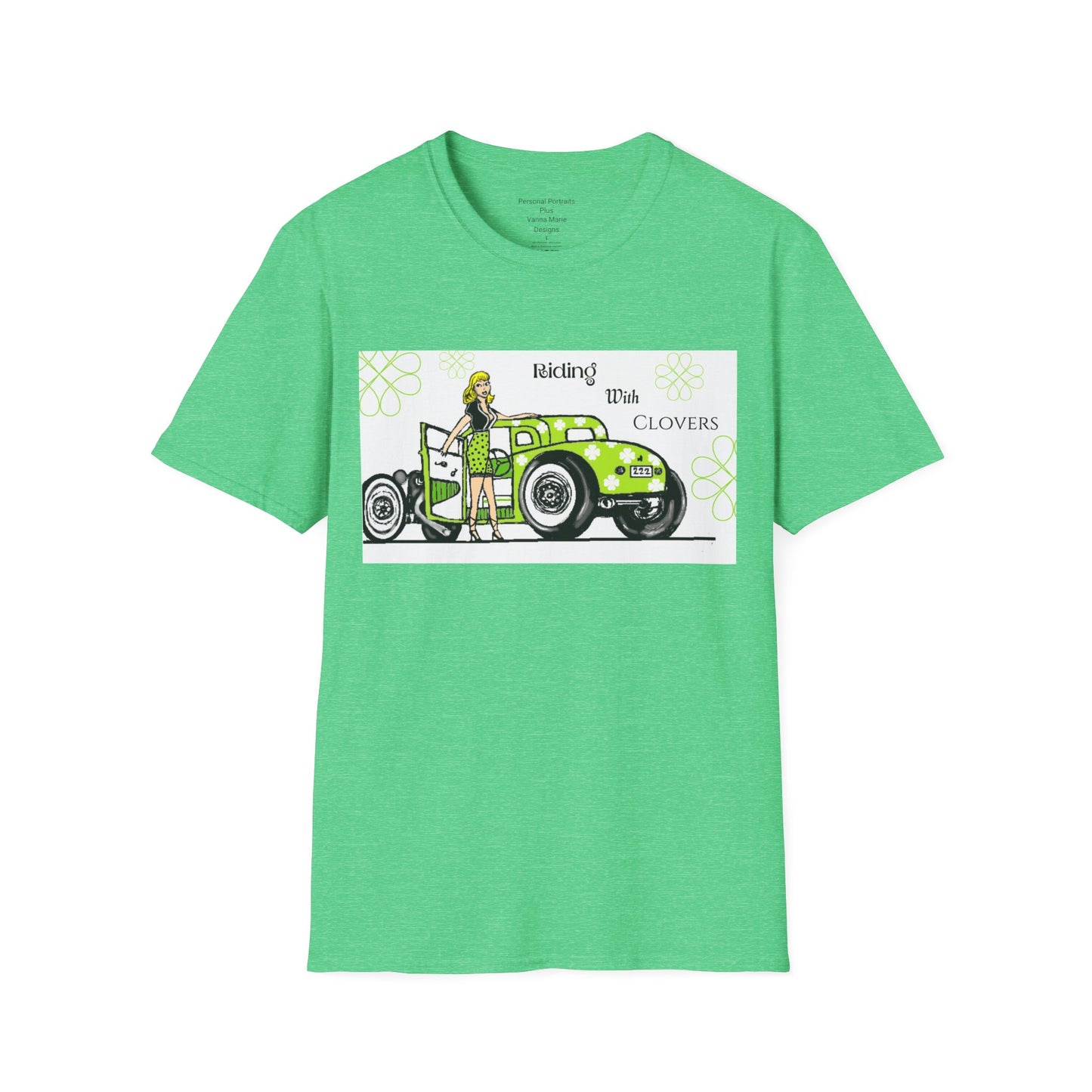 Unisex Softstyle T-Shirt/ Riding with clovers/blonde