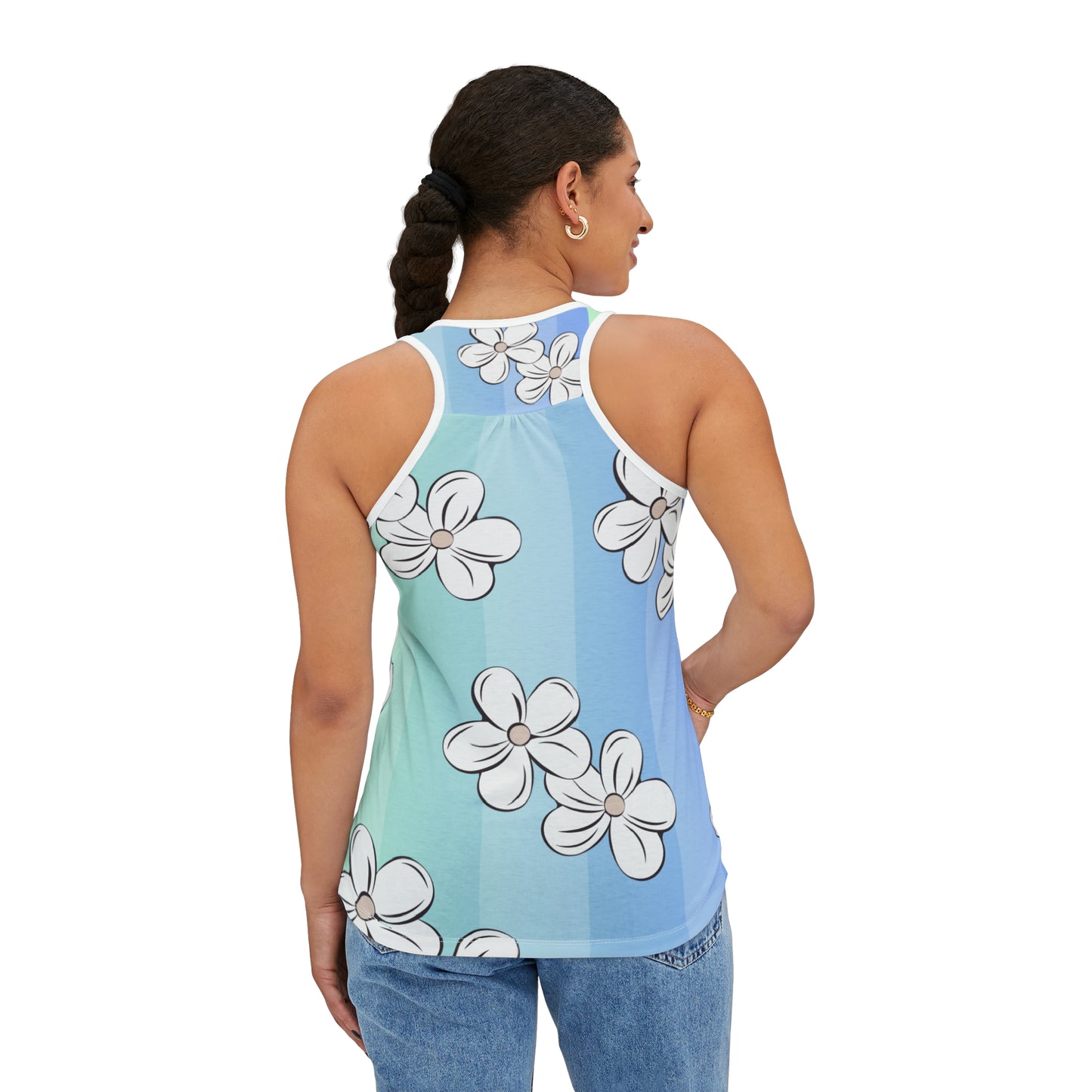 Women's Tank Top/Colored Lining/Black /White (AOP)/Pastel/Flowers